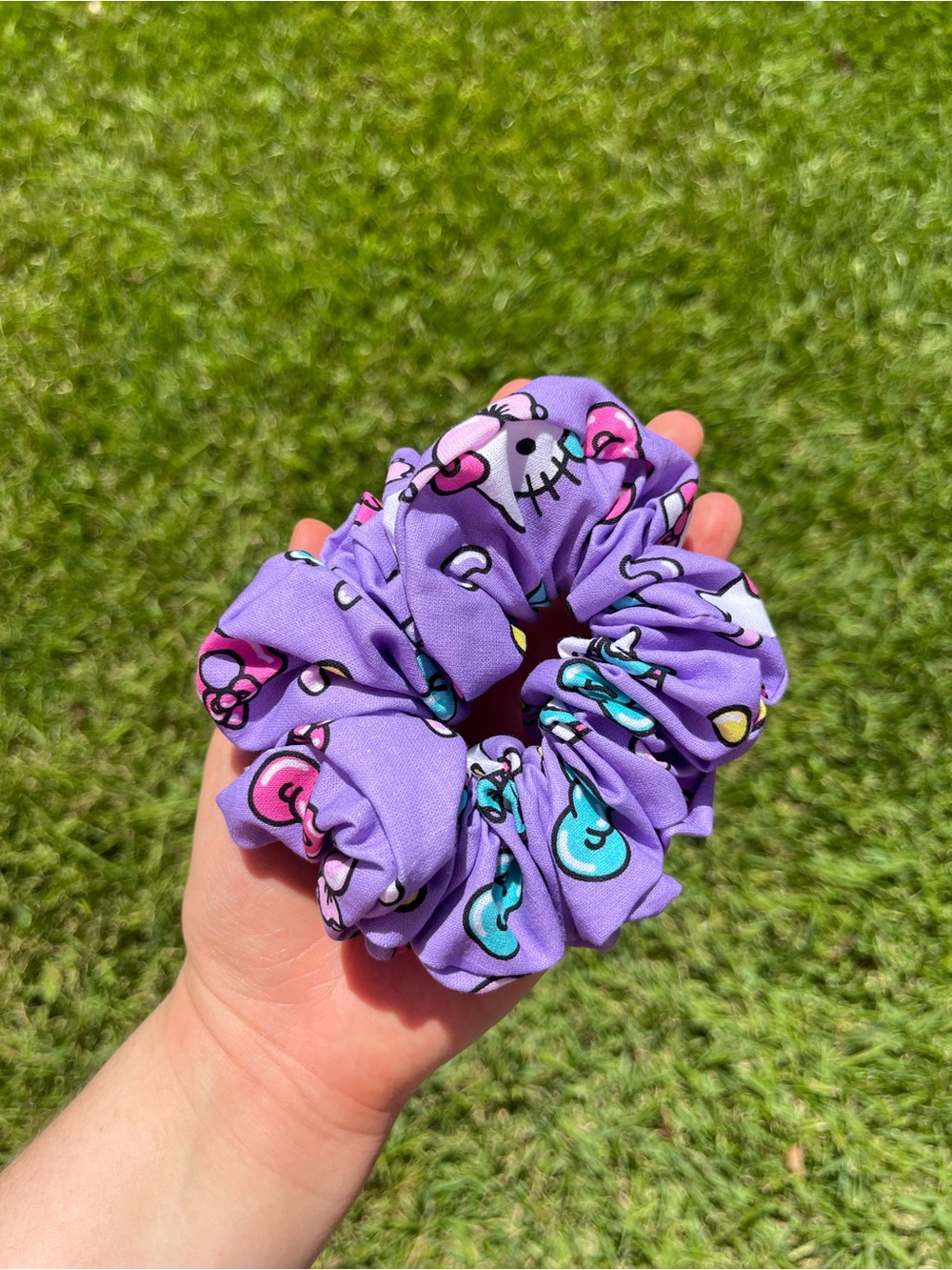 Handmade Hello Kitty Purple Teal Pink Scrunchies